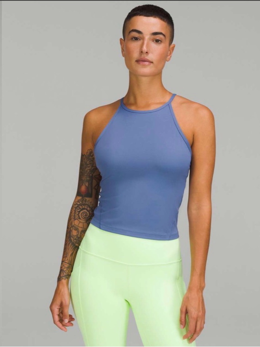 Lululemon Lightweight High-Neck Yoga Tank Top Water Drop Blue Women's High Sz 12